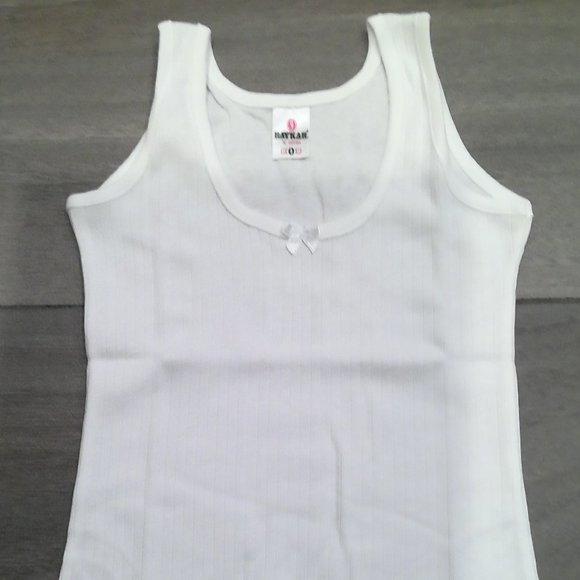 Girls White Cotton Undershirts Tanktops Ribbed - Picture 1 of 3